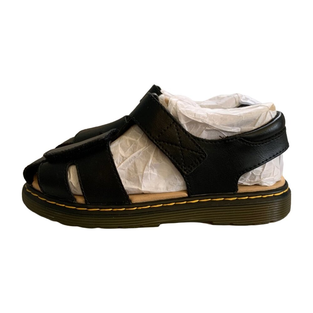 NWT DR. MARTENS Kids Black Junior Moby II Leather Velcro Sandals Sz 4 - Picture 7 of 9